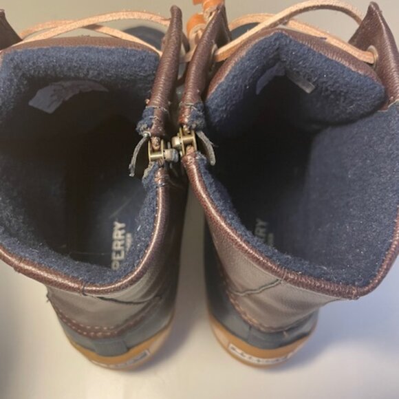Sperry Saltwater Duck Navy & Brown Boots - Picture 3 of 5